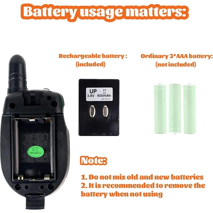 Retevis RT602 Walkie Talkie Kinder 8 Kanäle PMR446 Kinder Funkgeräte mit wiederaufladbare Akkus Taschenlampe VOX LCD-Display Spielzeug Spy-Gear Geschenke für Kinder (1 Paar, Orange) – Bild 3