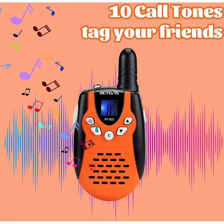 Retevis RT602 Walkie Talkie Kinder 8 Kanäle PMR446 Kinder Funkgeräte mit wiederaufladbare Akkus Taschenlampe VOX LCD-Display Spielzeug Spy-Gear Geschenke für Kinder (1 Paar, Orange) – Bild 8