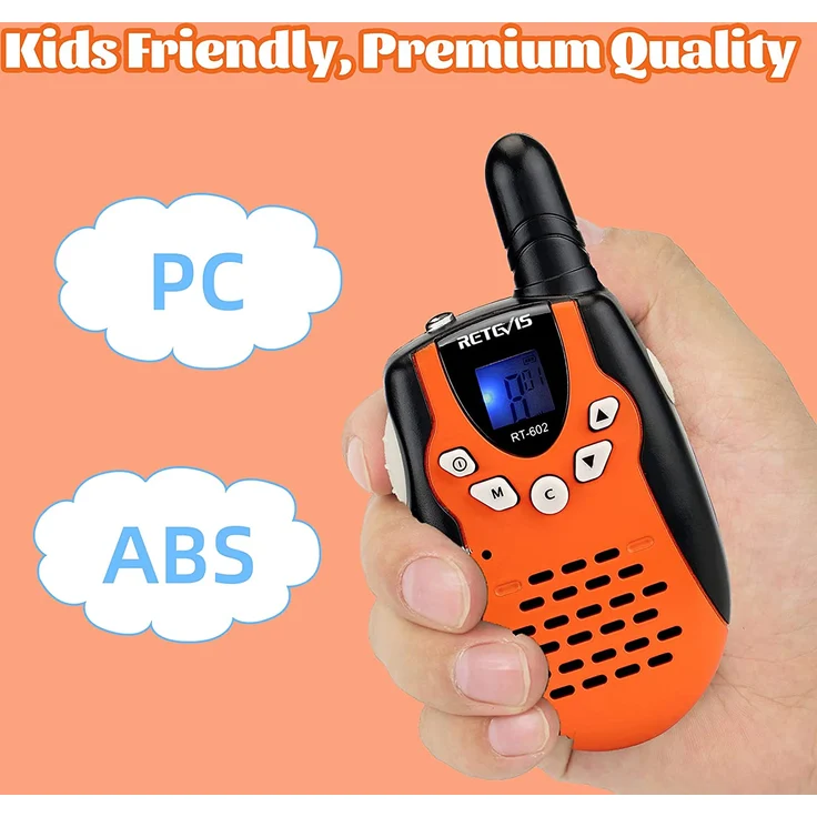 Retevis RT602 Walkie Talkie Kinder 8 Kanäle PMR446 Kinder Funkgeräte mit wiederaufladbare Akkus Taschenlampe VOX LCD-Display Spielzeug Spy-Gear Geschenke für Kinder (1 Paar, Orange) – Bild 9