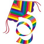 Paul Günther 1159 - Einleinerdrachen Rainbow, farbenprächtiger Drachen mit 1,5 m langem Schwanz, mit Wickelgriff und Schnur, ca. 98 x 54 cm groß