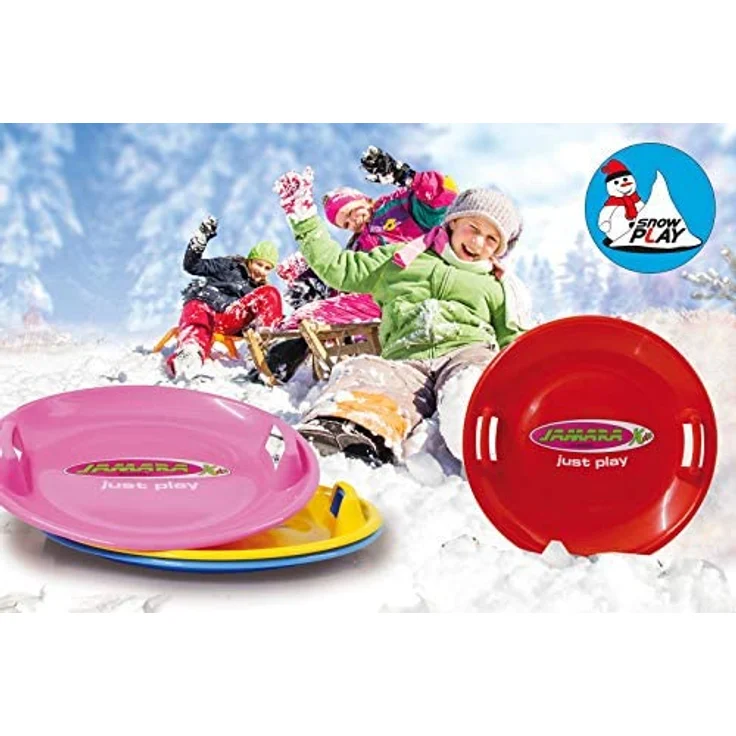 Jamara 460369 - Snow Play Rutschteller 60cm blau - Haltegriffe an beiden Seiten, langlebiger, robuster Kunststoffkörper, Coole Spaßmotive auf der Rutschschale, Leichtgewicht mit nur 555 g – Bild 2