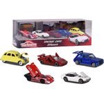 Majorette Vintage 5er-Geschenkset, Spielzeugautos mit Freilauf aus Metall, Vintage-Versionen von Ford, Porsche, Renault und VW, bewegliche Teile, 7,5 cm
