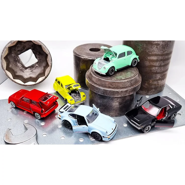 Majorette Vintage 5er-Geschenkset, Spielzeugautos mit Freilauf aus Metall, Vintage-Versionen von Ford, Porsche, Renault und VW, bewegliche Teile, 7,5 cm – Bild 5