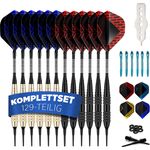DartPro Dartpfeile mit Kunststoffspitze – 12 Dartpfeile für elektronische Dartscheibe [18g] – Softdarts Set [inkl. 6 Alu Dart Schaft + 21 Dart Flights] - Preisvergleich