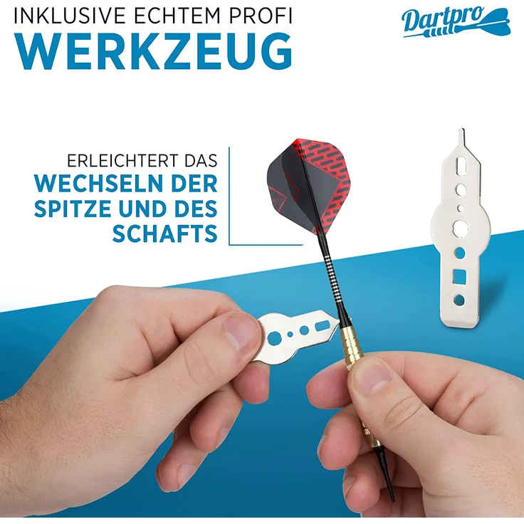 DartPro Dartpfeile mit Kunststoffspitze – 12 Dartpfeile für elektronische Dartscheibe [18g] – Softdarts Set [inkl. 6 Alu Dart Schaft + 21 Dart Flights] - Preisvergleich – Bild 5