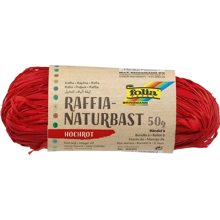 folia 9020 Raffia-Naturbast, 50 g, hochrot