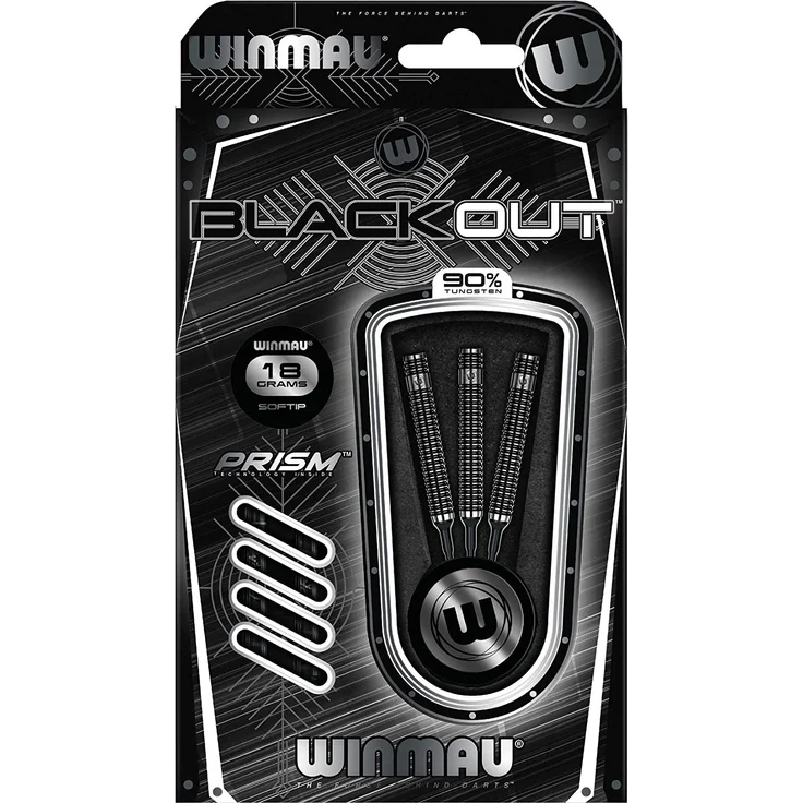 WINMAU Blackout 18g Softip Profi Wolfram Dartpfeile Set mit Flights und Schäfte – Bild 3