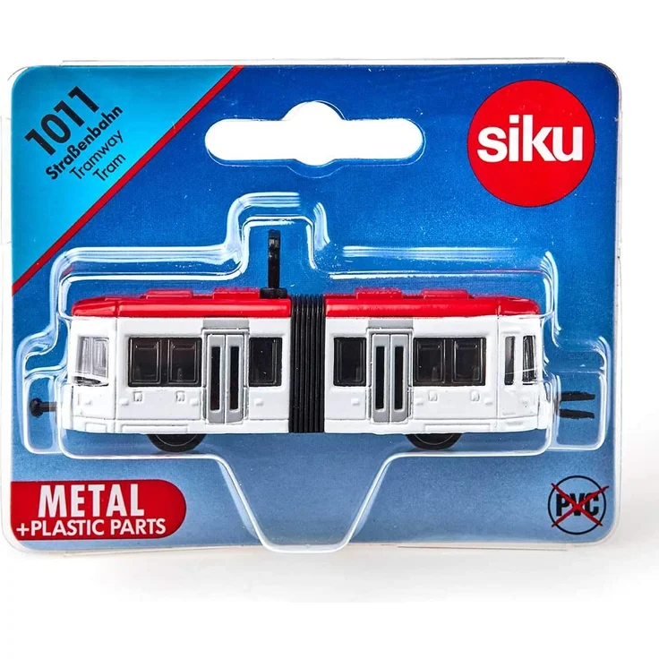 siku 1011, Straßenbahn, Metall/Kunststoff, Weiß/Rot, Standard-siku-Eisenbahnkupplungen zum Verbinden mit anderen Zügen – Bild 6