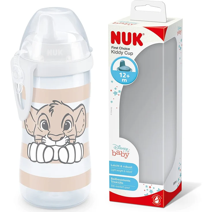 NUK First Choice Kiddy Cup Trinklernbecher | 12+ Monate | auslaufsichere | beißresistenter Trinkschnabel | Clip & Schutzkappe | 300 ml | BPA-frei | Disney König der Löwen (Verpackung kann variieren) – Bild 1