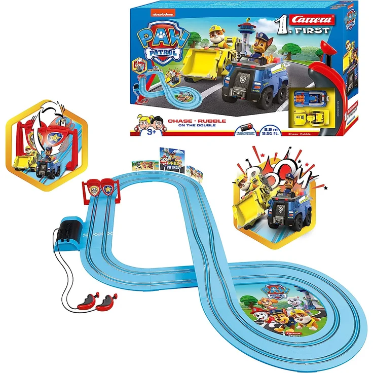 Carrera FIRST PAW PATROL On the Double 2,4m Rennstrecken-Set | 2 ferngesteuerte Fahrzeuge mit Chase und Rubble | mit Handregler & Streckenteilen | Spielzeug für Kinder ab 3 Jahren – Bild 6