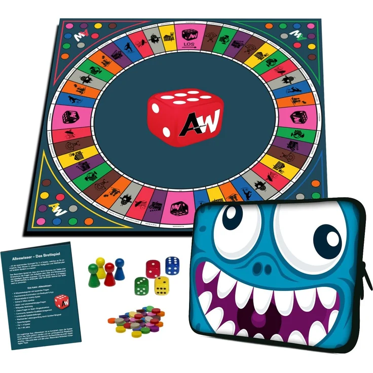 Alleswisser - Das Brettspiel, interaktives Quiz-, Wissens- und Familienspiel mit App für iOS und Android mit Tasche im Comic-Layout – Bild 1