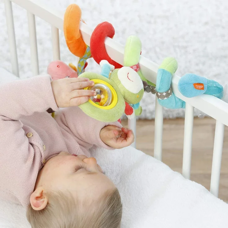 Fehn 074451 Activity-Spirale Safari – Stoff-Spirale zum Greifen und Fühlen für Bett, Kinderwagen, Laufgitter anpassbar – Für Babys und Kleinkindern ab 0+ Monaten – Maße: 30cm lang – Bild 5
