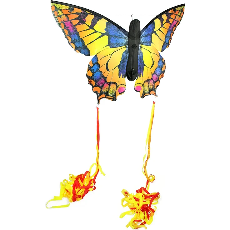HQ Windspiration 106542 - Butterfly Kite Swallowtail 'L' Kinderdrachen Einleiner, ab 5 Jahren, 80x130cm und 2x600 cm Drachenschwanz, inkl. 17kp Polyesterschnur 40m auf Spule, 2-5 Beaufort – Bild 2