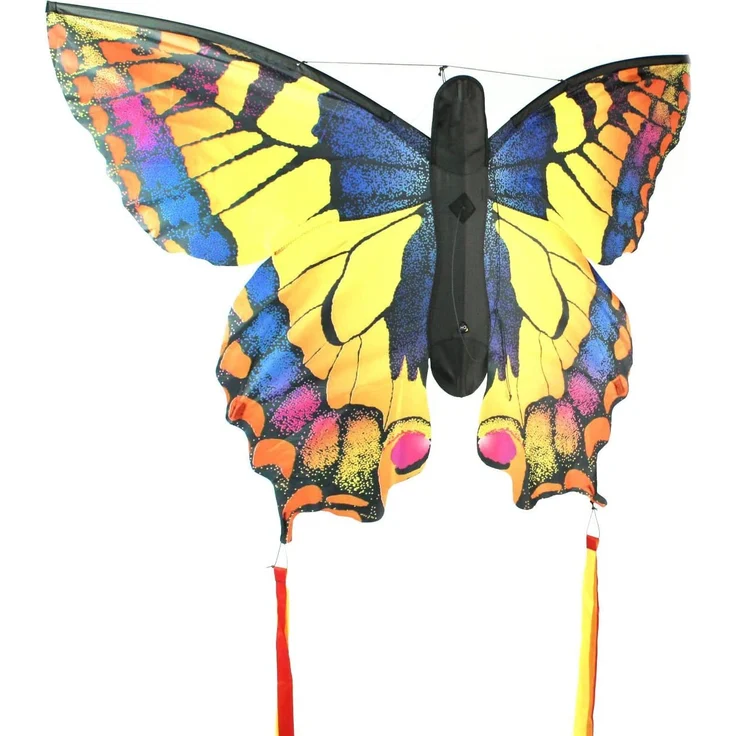 HQ Windspiration 106542 - Butterfly Kite Swallowtail 'L' Kinderdrachen Einleiner, ab 5 Jahren, 80x130cm und 2x600 cm Drachenschwanz, inkl. 17kp Polyesterschnur 40m auf Spule, 2-5 Beaufort – Bild 11
