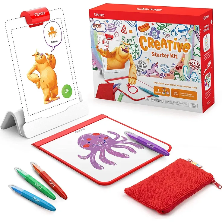 Osmo - Kreatives Starter-Kit für iPad - 3 pädagogische Lernspiele - 5-10 Jahre - Zeichnen, Wortprobleme & frühe Physik - STEM-Spielzeug (Osmo-Basis enthalten)