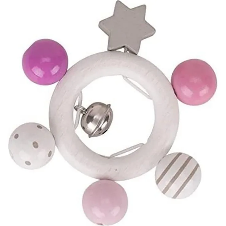 Heimess 764940 Greifling rosa, grau, weiß mit Stern und Glöckchen