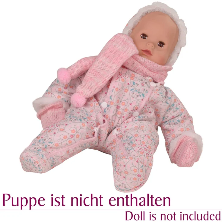 Götz 3402278 Schneeanzug warm eingepackt - Overall-Winterset Puppenbekleidung Gr. S - 3-teiliges Bekleidungs- und Zubehörset für Babypuppen 30 - 33 cm – Bild 2