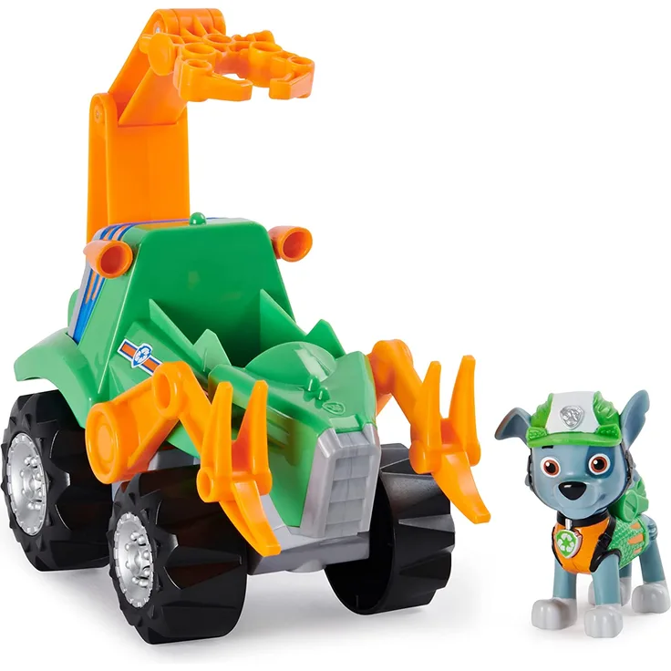 PAW Patrol Dino Rescue Rocky's Deluxe Rev Up Fahrzeug mit Mystery Dinosaurier Figur