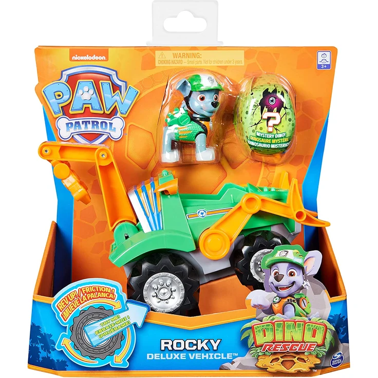 PAW Patrol Dino Rescue Rocky's Deluxe Rev Up Fahrzeug mit Mystery Dinosaurier Figur – Bild 2