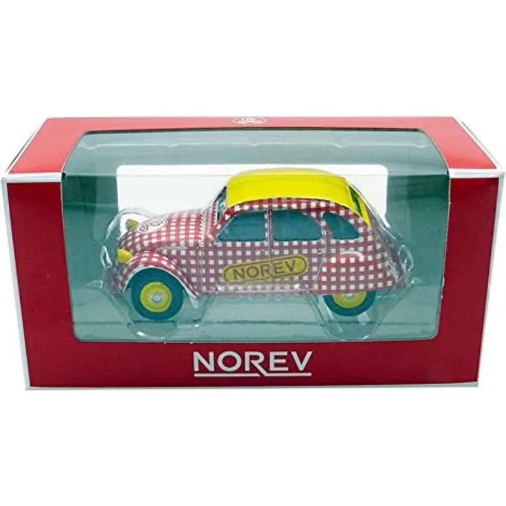 Norev 310601 Citroen 2CV6 Special "Cyliste rot/weiss/gelb Maßstab ca. 1:64 Modellauto