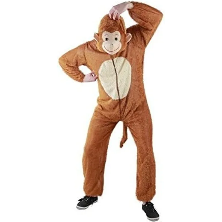 Foxxeo Affen Kostüm für Erwachsene - Herren Größe S-XXXXL - Tier Onesie Kostüme Damen Jumpsuit AFFE Männer Overall Fasching Karneval Anzug, Größe XL