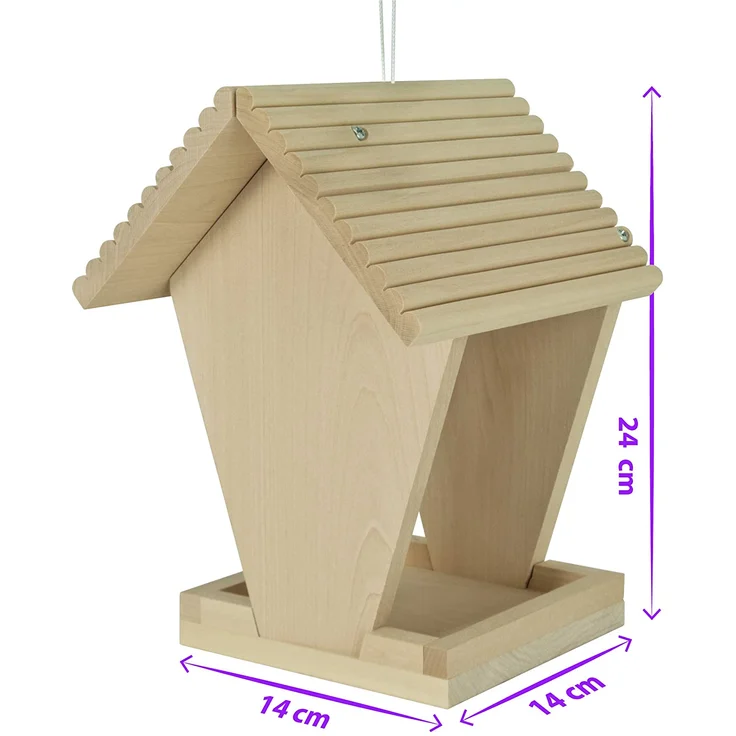 Eichhorn 100004582 Outdoor-100004582-Futterhaus aus Holz, zum Zusammenbauen und Bemalen, inkl. Pinsel und Farben, 14x14x24cm Lindenholz, DIY, Bunt – Bild 12