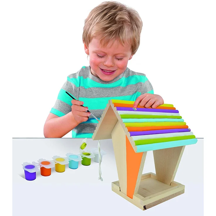 Eichhorn 100004582 Outdoor-100004582-Futterhaus aus Holz, zum Zusammenbauen und Bemalen, inkl. Pinsel und Farben, 14x14x24cm Lindenholz, DIY, Bunt – Bild 10