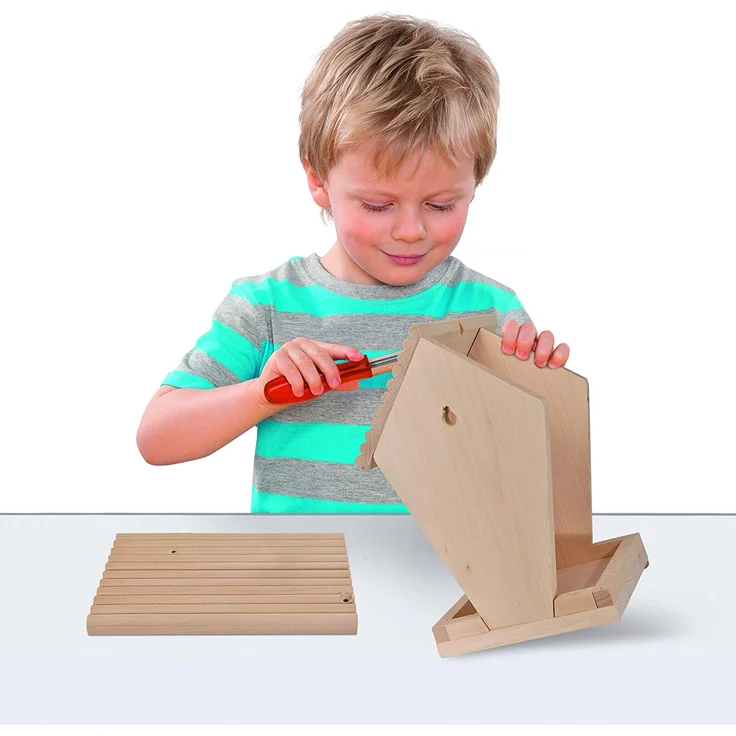 Eichhorn 100004582 Outdoor-100004582-Futterhaus aus Holz, zum Zusammenbauen und Bemalen, inkl. Pinsel und Farben, 14x14x24cm Lindenholz, DIY, Bunt – Bild 9