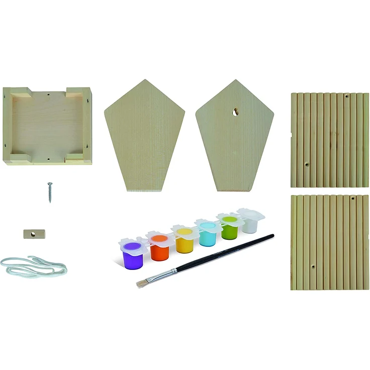 Eichhorn 100004582 Outdoor-100004582-Futterhaus aus Holz, zum Zusammenbauen und Bemalen, inkl. Pinsel und Farben, 14x14x24cm Lindenholz, DIY, Bunt – Bild 13