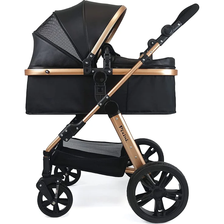 Pixini Trio Kinderwagen Set Arizona Schwarz/Gold – Bild 2