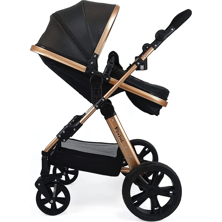 Pixini Trio Kinderwagen Set Arizona Schwarz/Gold – Bild 4