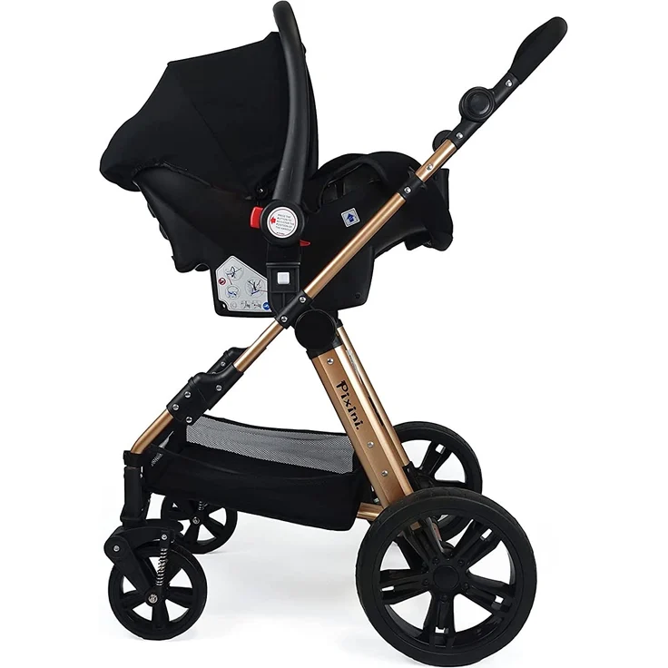 Pixini Trio Kinderwagen Set Arizona Schwarz/Gold – Bild 6