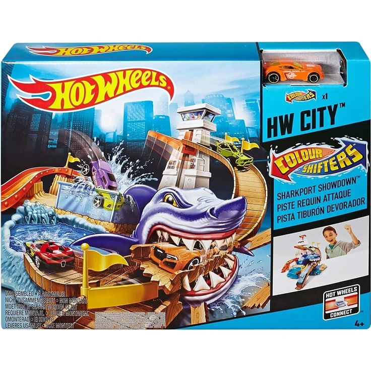 Hot Wheels BGK04 - City Color Shifters Hai-Attacke Spielset, Spielzeug Autorennbahn ab ab 4 Jahren – Bild 6