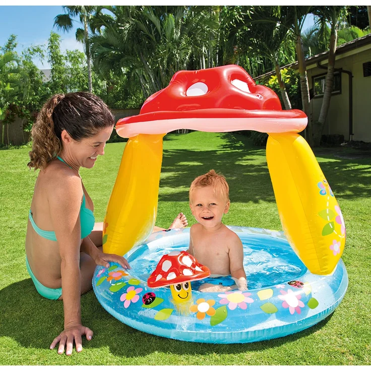 Intex 57114NP - Bad Babypilz Planschbecken, Mehrfarbig, 102 x 89 cm – Bild 2