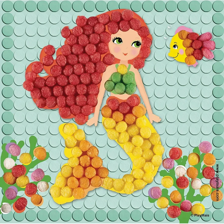 PlayMais MOSAIC Dream Mermaid Kreativ-Set zum Basteln für Mädchen ab 5 Jahren | Über 2.300 Stück & 6 Mosaik Klebebilder mit Meerjungfrauen | Fördert Kreativität & Feinmotorik | Natürliches Spielzeug – Bild 3