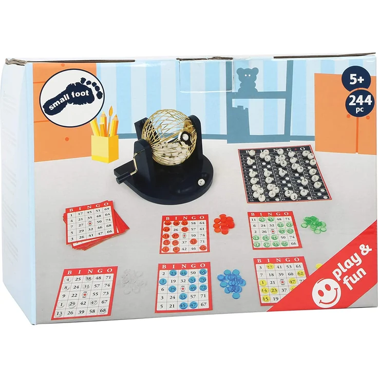 Small Foot 11406 Bingo Spiel Set, mit Bingotrommel und Zubehör, Familien & Kinderspiel Spielzeug, Mehrfarbig – Bild 4