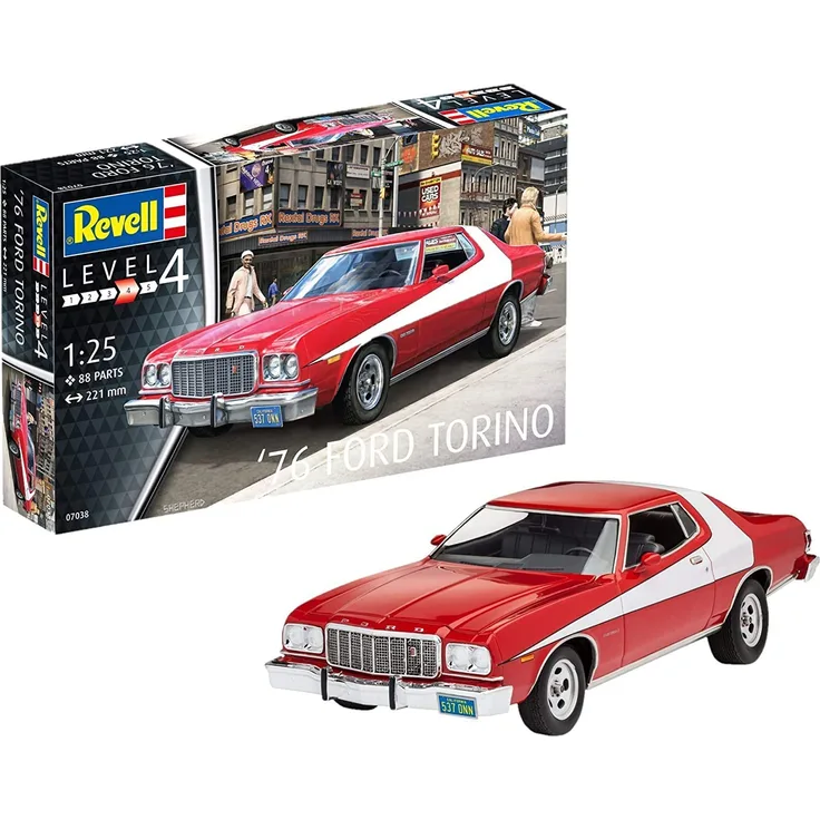 Revell B06X9TS8KY 07038-Modellbausatz Auto 76 Ford Torino im Maßstab 1:25, Level 4, Orginalgetreue Nachbildung mit vielen Details