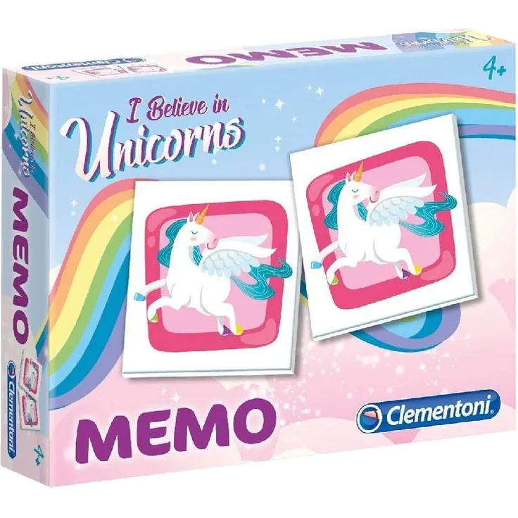 Clementoni 18032 Memo Kompakt-Einhörner, Mehrfarben, one Size