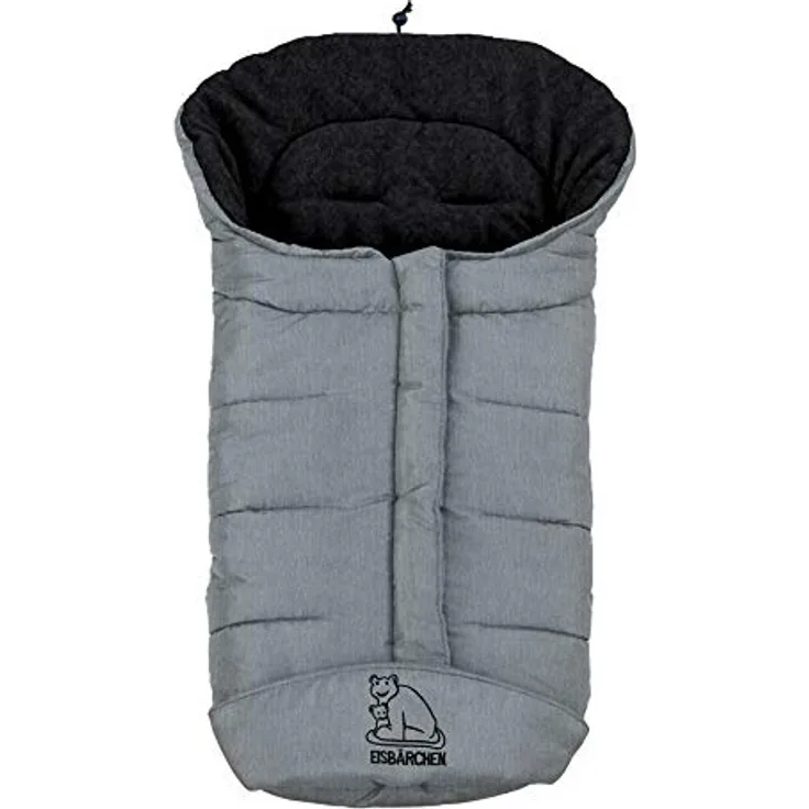 Eisbärchen Winter-Fußsack für Kinderwagen 7965 SG hellgrau-schwarz, universell einsetzbar