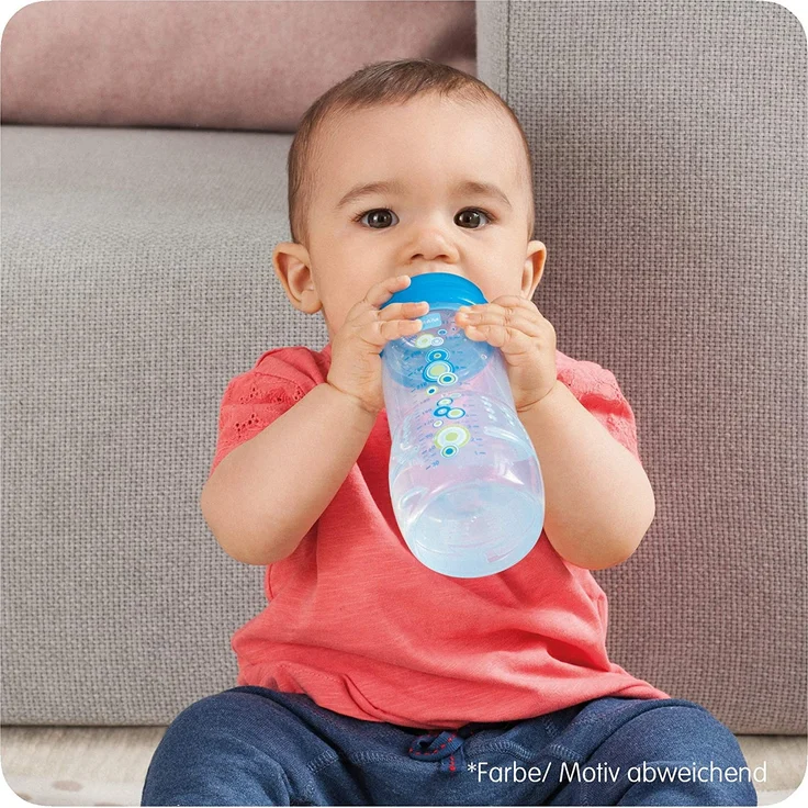 MAM Easy Active Trinkflasche im 2er-Set (270 ml), Baby Trinkflasche inklusive MAM Sauger Größe 1 aus SkinSoft Silikon, Milchflasche mit ergonomischer Form, 0+ Monate, Katze/Schmetterling – Bild 5