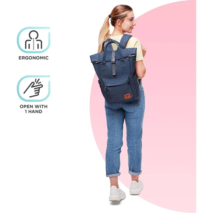 Kinderkraft Wickelrucksack MOONPACK CONFETTI, Kinderwagentasche, Organizer, Thermotasche, verstellbarer Schultergurt, mit Zubehör, Wickelauflage, Halterungen, Blau - Preisvergleich – Bild 6