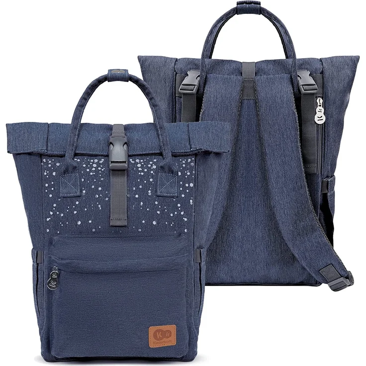 Kinderkraft Wickelrucksack MOONPACK CONFETTI, Kinderwagentasche, Organizer, Thermotasche, verstellbarer Schultergurt, mit Zubehör, Wickelauflage, Halterungen, Blau - Preisvergleich – Bild 1