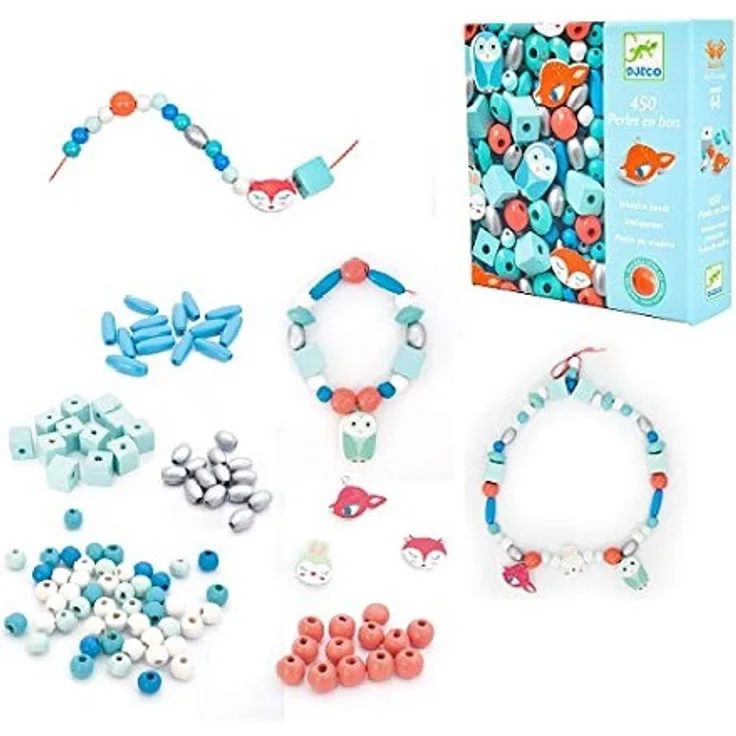 Djeco Schmuck basteln aus Holzperlen Kleine Tiere 4