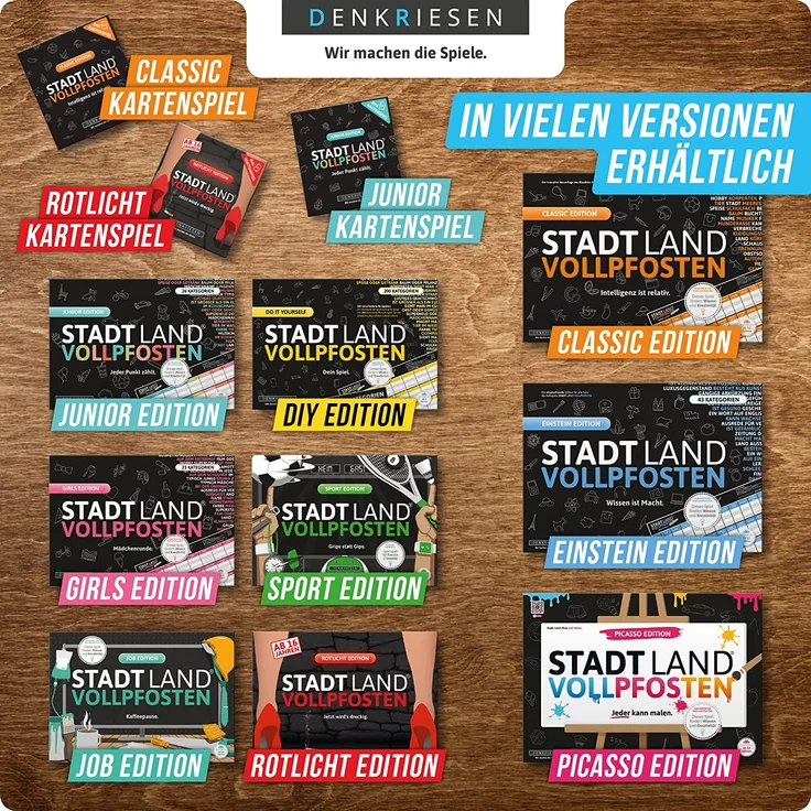 DENKRIESEN - Stadt Land VOLLPFOSTEN® - Wissen ist Macht 'Blue Edition' Offizielle Erweiterung des Klassikers - 50 Blätter - Stadt Land FLUSS NEU AUFGELEGT - XXL Block DINA3-FORMAT – Bild 7