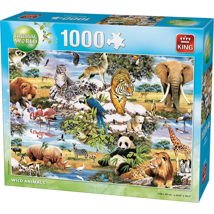 King KNG05481 Animal World Wildtiere-Puzzle, 1000 Teile, englische Version