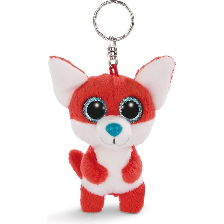 NICI 45545 Glubschis Schlüsselanhänger Fuchs Jayson 9cm, große Glitzeraugen, Plüschtier mit Schlüsselring, rot/weiß – Bild 1