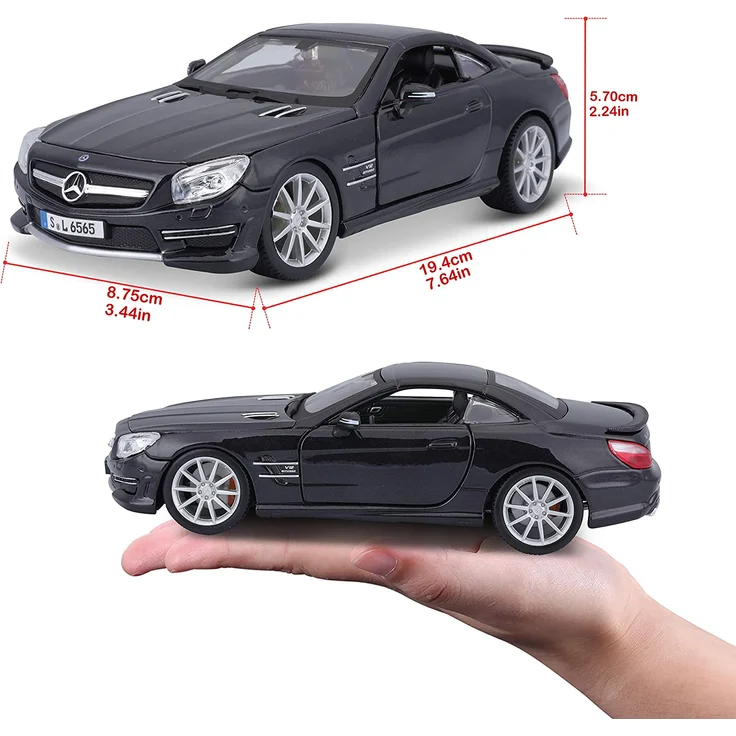 Bauer Spielwaren 18-21066 Mercedes-Benz SL65 AMG Hardtop Modellauto im Maßstab 1:24, Matt Weiß – Bild 6