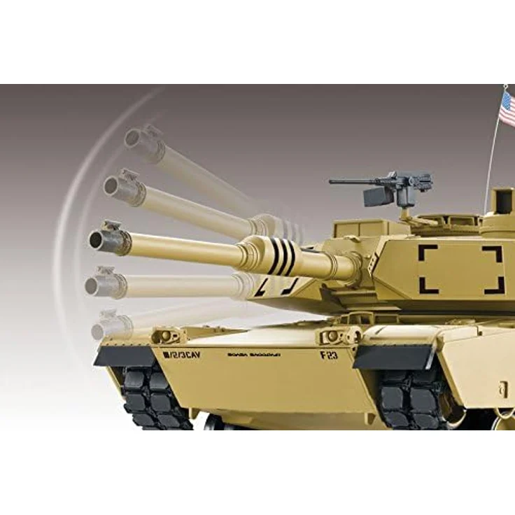 Heng Long RC Panzer M1A2 Abrams, Pro Modell 1:16, Schussfunktion, Rauch, Sound beige – Bild 4