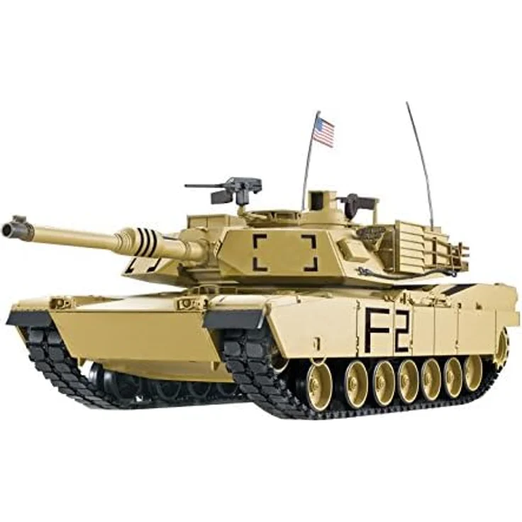 Heng Long RC Panzer M1A2 Abrams, Pro Modell 1:16, Schussfunktion, Rauch, Sound beige – Bild 1