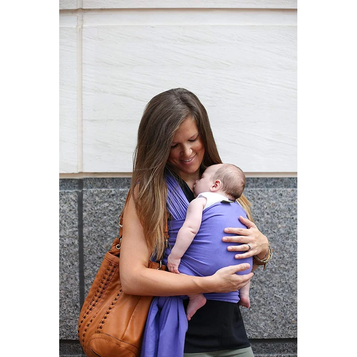 Boba Baby Tragetuch Neugeborene - Purple - Elastisches Babytragetuch und Stilltuch für Unterwegs - Einfach zu binden - Babytrage Neugeborene ab Geburt bis 16kg – Bild 3